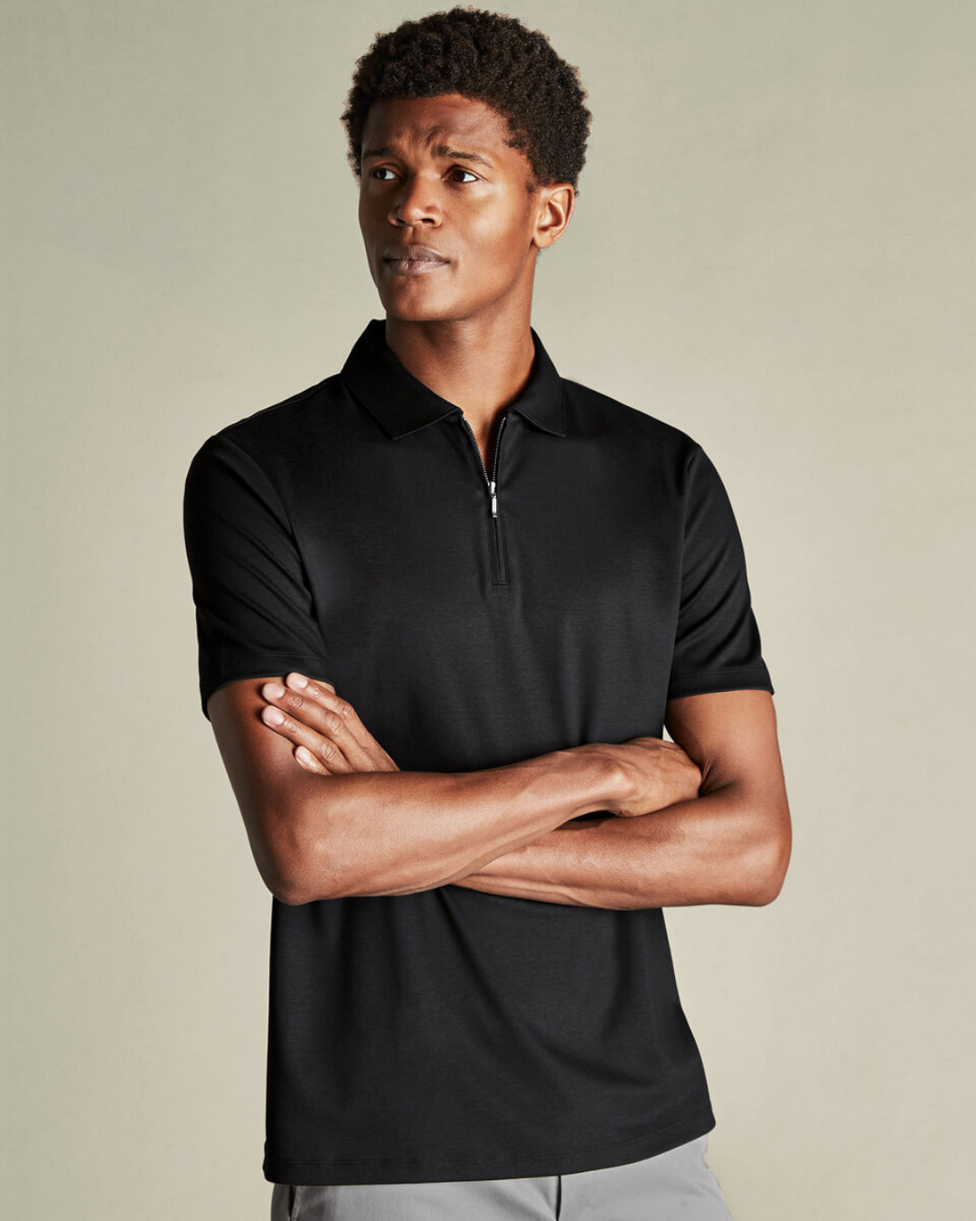 Flat Collar Polo - Black