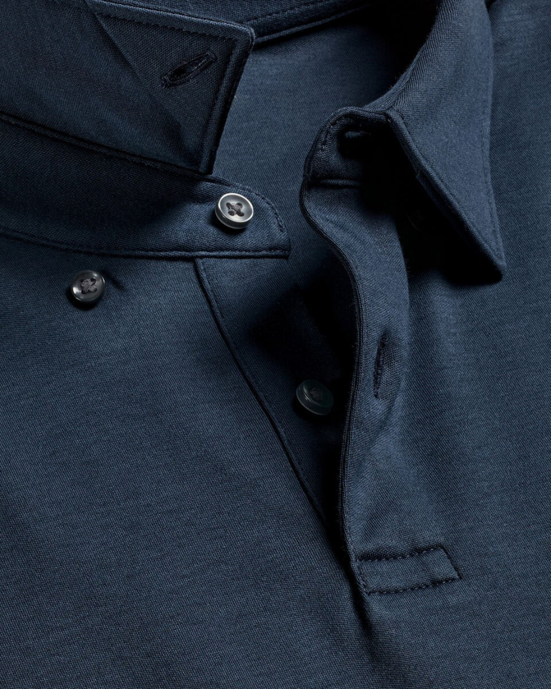 Flat Collar Polo - Navy