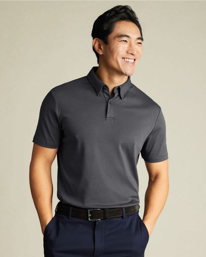 Flat Collar Polo - Dark Grey