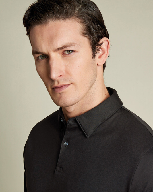 Flat Collar Polo - Black