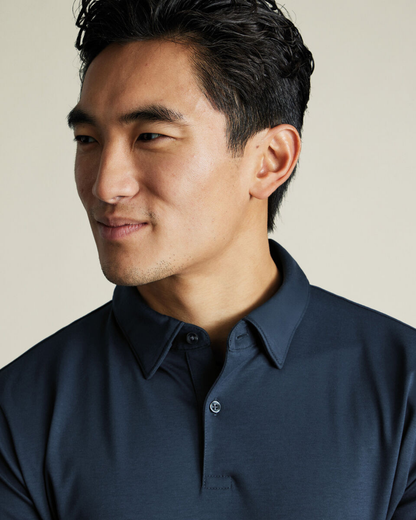 Flat Collar Polo - Navy