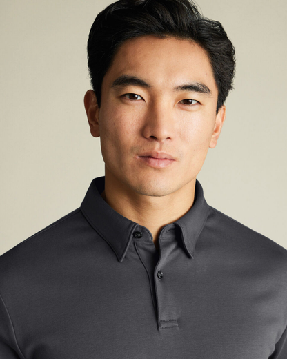 Flat Collar Polo - Dark Grey
