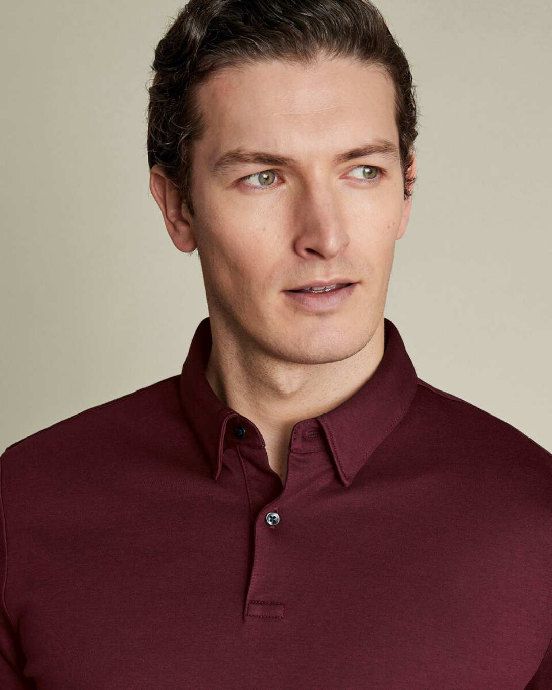 Flat Collar Polo - Wine