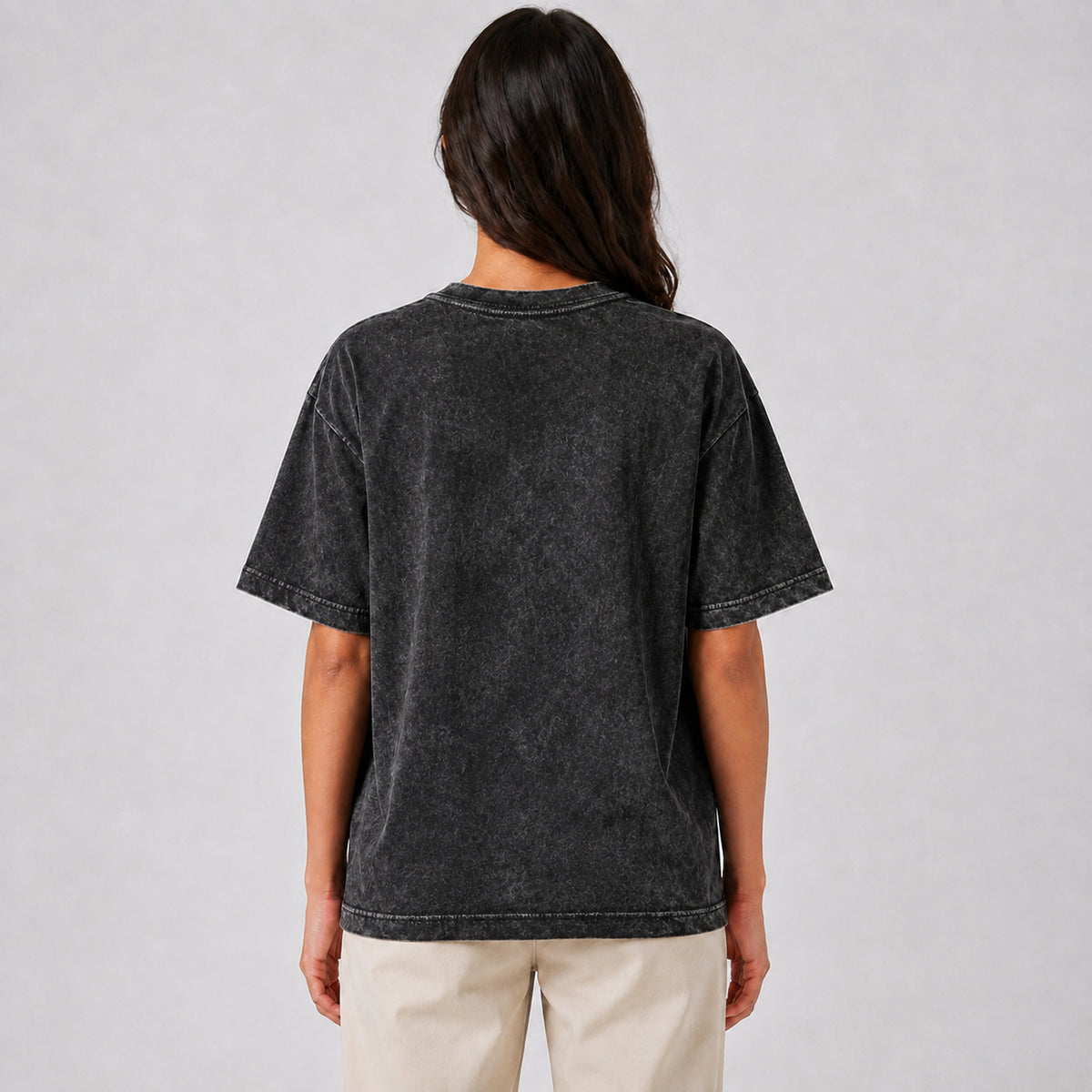 Drop Shoulder Oversized T-Shirt - Acid Wash Black