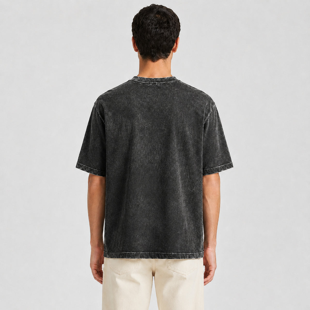 Drop Shoulder Oversized T-Shirt - Acid Wash Black