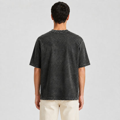 Drop Shoulder Oversized T-Shirt - Acid Wash Black