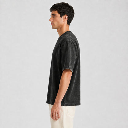 Drop Shoulder Oversized T-Shirt - Acid Wash Black