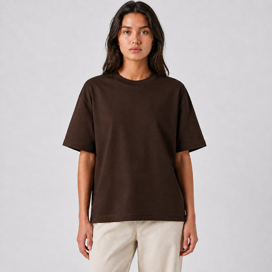 Drop Shoulder Oversized T-Shirt - Chocolate