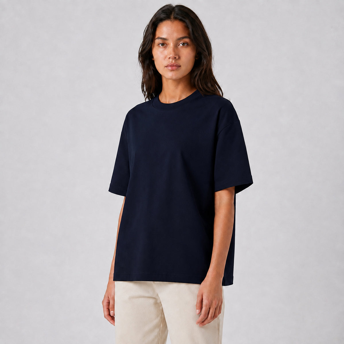 Drop Shoulder Oversized T-Shirt - Navy