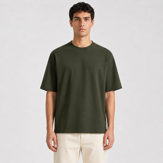 Drop Shoulder Oversized T-Shirt - Olive