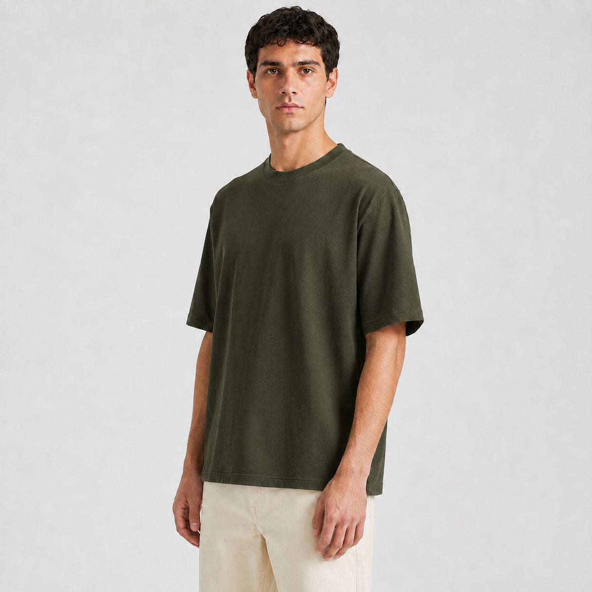 Drop Shoulder Oversized T-Shirt - Olive
