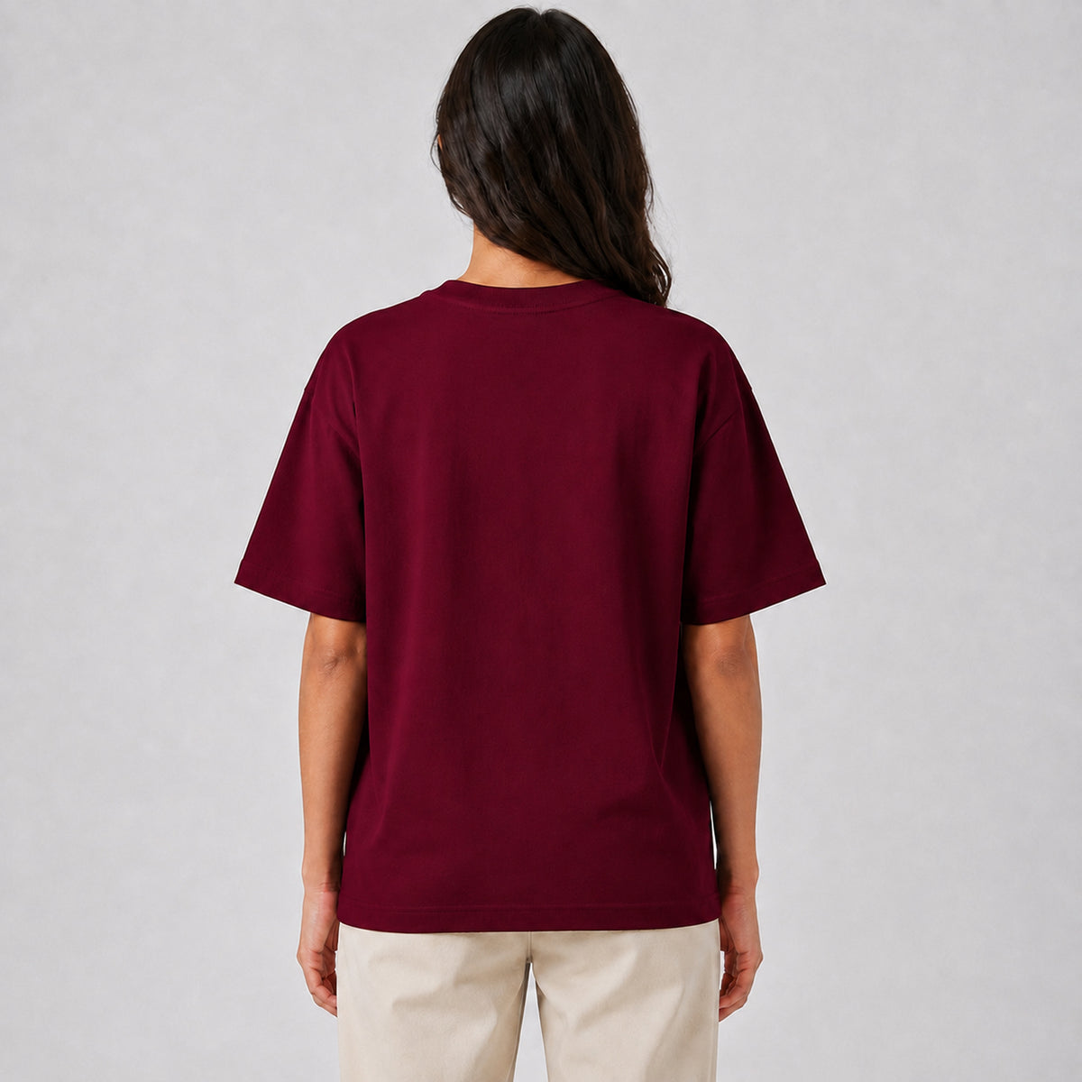 Drop Shoulder Oversized T-Shirt - Wine