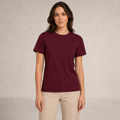 Crew Neck T-Shirt - Wine