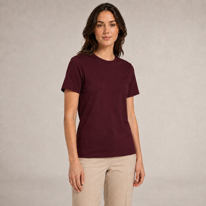 Crew Neck T-Shirt - Wine