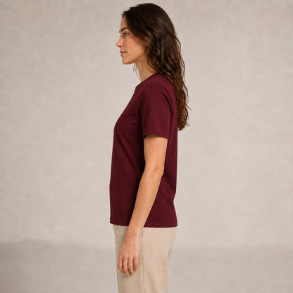 Crew Neck T-Shirt - Wine