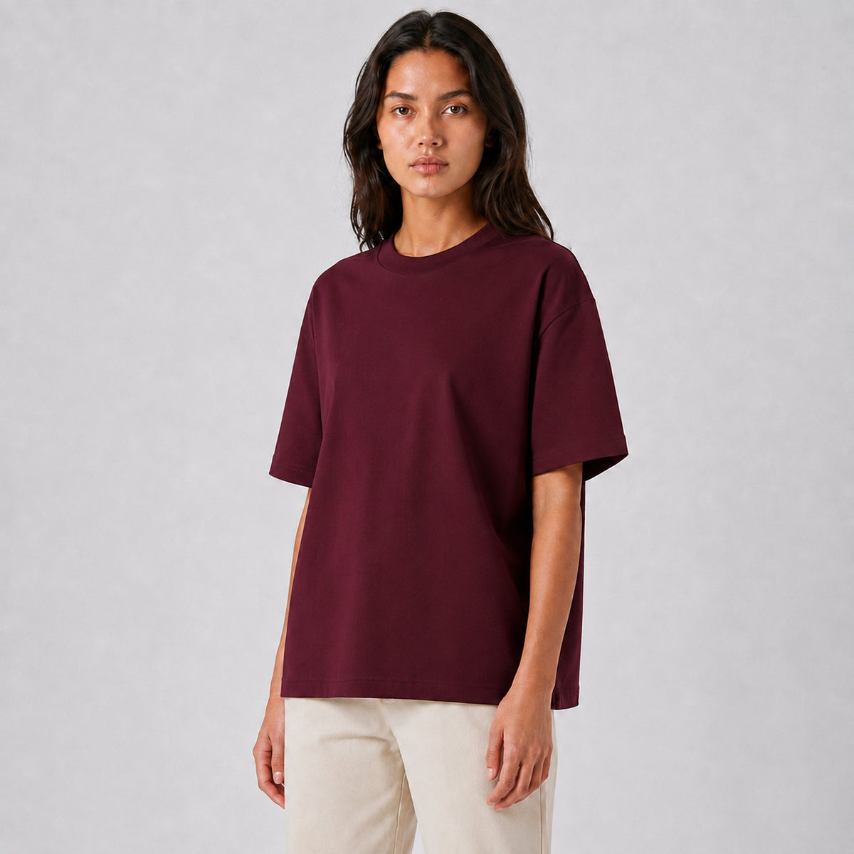 Drop Shoulder Oversized T-Shirt - Wine
