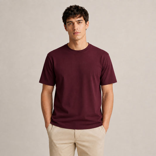 Crew Neck T-Shirt - Wine