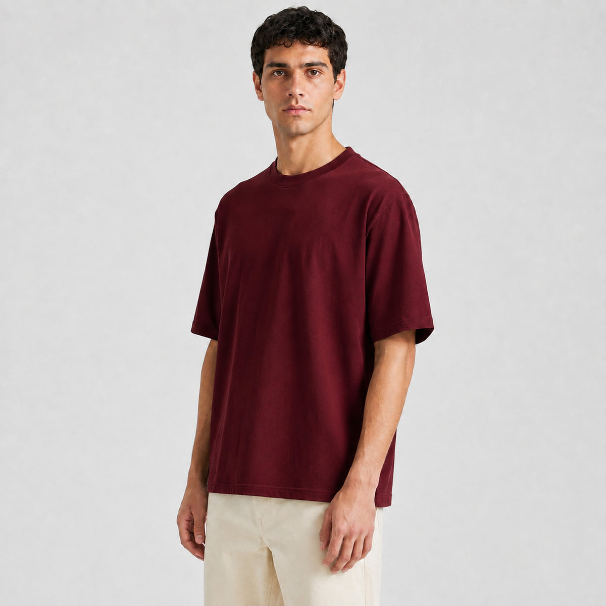 Drop Shoulder Oversized T-Shirt - Wine