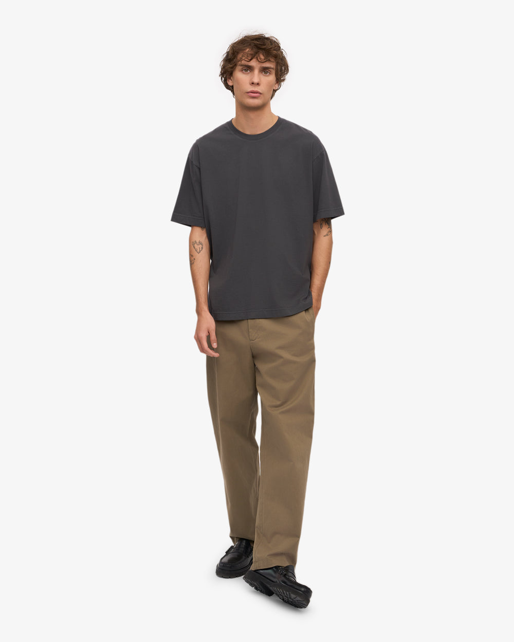 Drop Shoulder Oversized T-Shirt - Charcoal