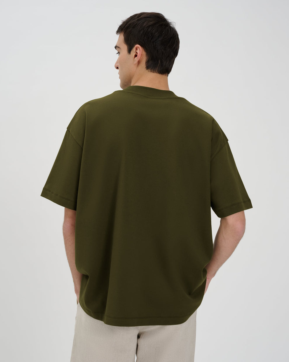 Drop Shoulder Oversized T-Shirt - Olive